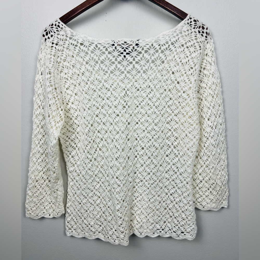 Vintage British Khaki 90’s Open-Knit Cardigan – Size XL - Picture 4 of 10